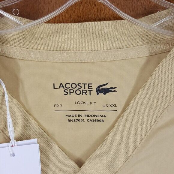 LACOSTE Jacket Mens XXL Tan Pullover Loose Fit Golf Windbreaker Logo $185 - Picture 4 of 10
